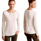 Anthropologie Stacked Stripe Tee Large 10 12 White Sunday in Brooklyn
