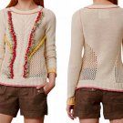 Anthropologie Pomfringe Pullover Top Sweater Medium 6 8 Cream Fun Stitchy
