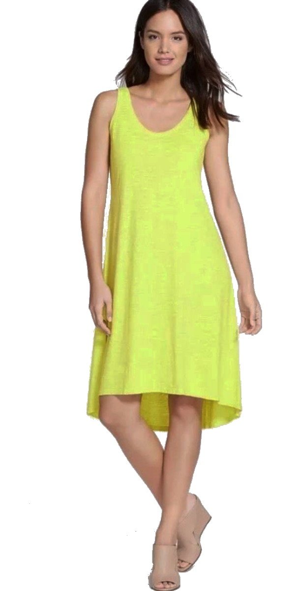 188 Eileen Fisher Hemp + Organic Cotton Tank Dress XSmall 2 4 Yellow