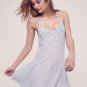 Free People Seeking Sequins Slip Dress XSmall 0 2 Sky Blue Cross Back Tasseled Ties