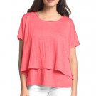 Eileen Fisher Linen Jersey Poncho Small 6 8 Peony Pink Bateau Neck