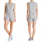 $195 Frayed Silver Romper Large 10 12 Silver Snap Front 4 Pockets Drop Waist NWT $195 Frayed Silver Romper Large 10 12 Silver Snap Front 4 Pockets Drop Waist NWT