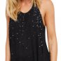 Free People Seeking Sequins Slip Dress XSmall 0 2 Black Cross Back Tasseled Ties