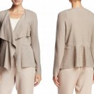 $238 Eileen Fisher Shaped Cardigan XSmall 2 4 Natural Beige Draped Front Collar