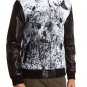 Daniel Won Wyatt Hooded Leather Sleeve Jacket $795 Large Black + White Scuba NWT