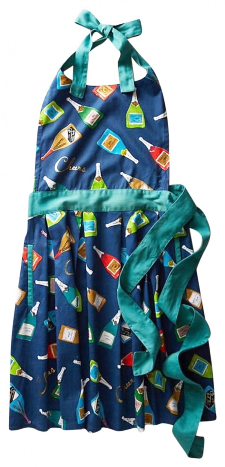 Anthropologie Champagne Apron Artist Collection Blue NWT