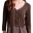 Anthropologie Slub Embellished Tee Medium 6 8 Grey / Brown Top Shirt Blouse Meadow Rue Anthropologie Slub Embellished Tee Medium 6 8 Grey / Brown Top Shirt Blouse Meadow Rue