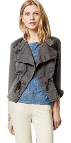 Anthropologie Drawstring Anorak Small 2 4 Dark Grey Jacket Soft Comfy