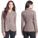 $298 Eileen Fisher High Collar Peplum Jacket Small 6 8 Silver