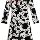 $345 DVF Diane von Furstenberg Ruri Black Chain Print Dress 4 Small Silk NWT