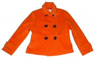 12P Talbots Double Breasted Wool Blazer Large Petite $298 Orange Jackie O Style