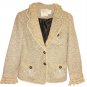 Anthropologie Embroidered Blazer Medium 6 8 Camel Crochet Trim Wool Blend NWT