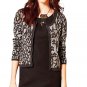 Anthropologie Leopard Shimmer Cardigan Medium Silver Grey Sweater Cotton Knitted & Knotted