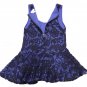 Anthropologie Lace Overlay Top Medium 6 8 Blue Swingy Cotton Tank Blouse Shirt