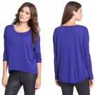 Eileen Fisher Sloped Hem Organic Linen Top Shirt Blouse Small Blue Violet 2 4