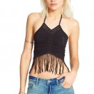 Free People Sierra Caliente Halter Tank M / L Black Eyelet Fringe Medium / Large Free People Sierra Caliente Halter Tank M / L Black Eyelet Fringe Medium / Large