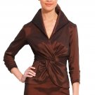 Tadashi Shoji Twist Front Blouse 6 Medium Brown Bronze Tafetta Top NWT Tadashi Shoji Twist Front Blouse 6 Medium Brown Bronze Tafetta Top NWT