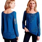 Anthropologie Lace Inserts Peasant Top Small 2 4 Turquoise Blue NWT Anthropologie Lace Inserts Peasant Top Small 2 4 Turquoise Blue NWT