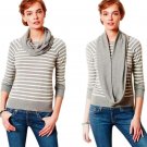 Anthropologie Wear Two Ways Cowlneck Top Medium 6 8 Top Grey + White Stripes NWT Anthropologie Wear Two Ways Cowlneck Top Medium 6 8 Top Grey + White Stripes NWT