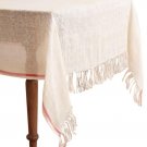 Anthropologie Tablecloth Ivory + Coral Stripe 60" x 60" Nautical Ocean Inspired