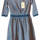XS Anthropologie Patched Racquet Dress XSmall Blue Striped Cotton 0 2