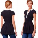 Anthropologie Preppy Tunic 2 Small Blouse Black White Trim Retro Fit + Flare NWT