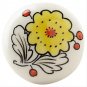 Anthropologie Four Knobs Color Flora Yellow Orange Flower Stoneware Molly Hatch NIB