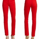 Eileen Fisher Skinny Jeans P6 Petite Small Red Lava $178 Stretch Zip Ankle NWT