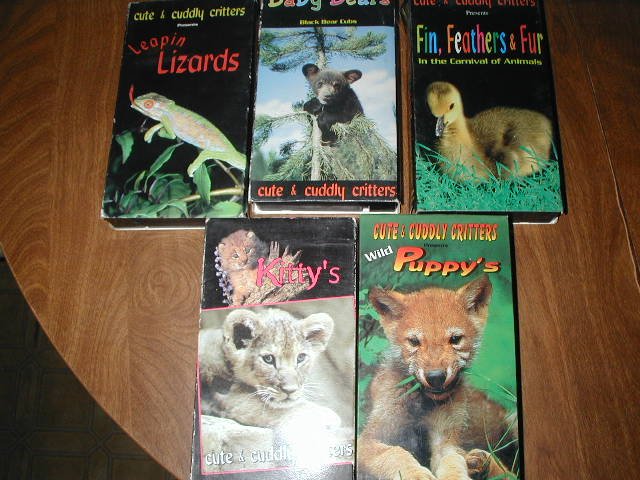 5 Set VHS Cute & Cuddly Critters Lizards, Bears, Kitty's and more (1998)