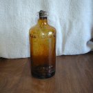 Vintage Listerine Brown Glass Bottle - with Cork Bottom stamped  with Logo and 4  0 8D