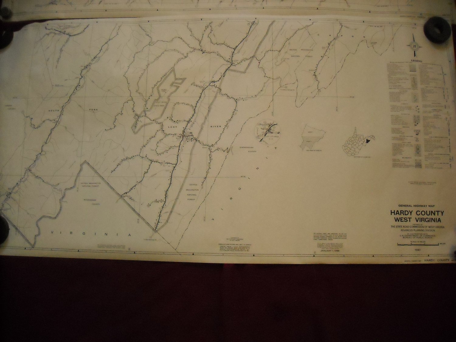 Hardy County West Virginia 1961 set of 2 General Highway Map