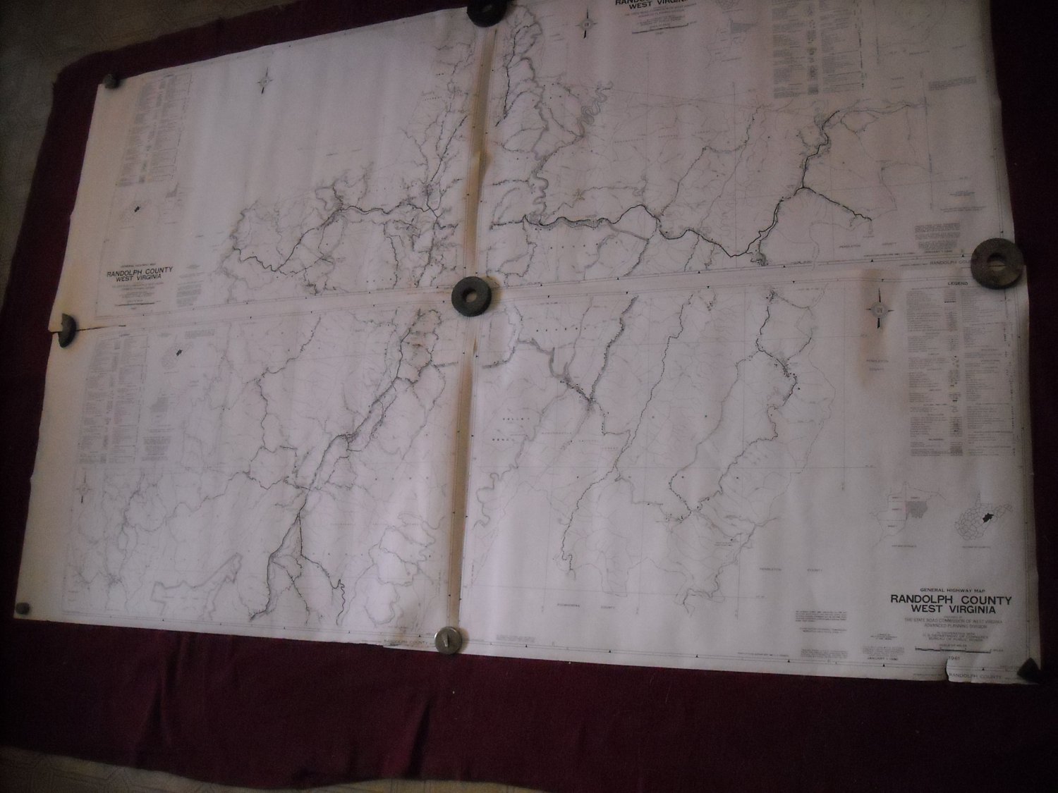 Randolph County West Virginia 1961 set of 5 General Highway Map