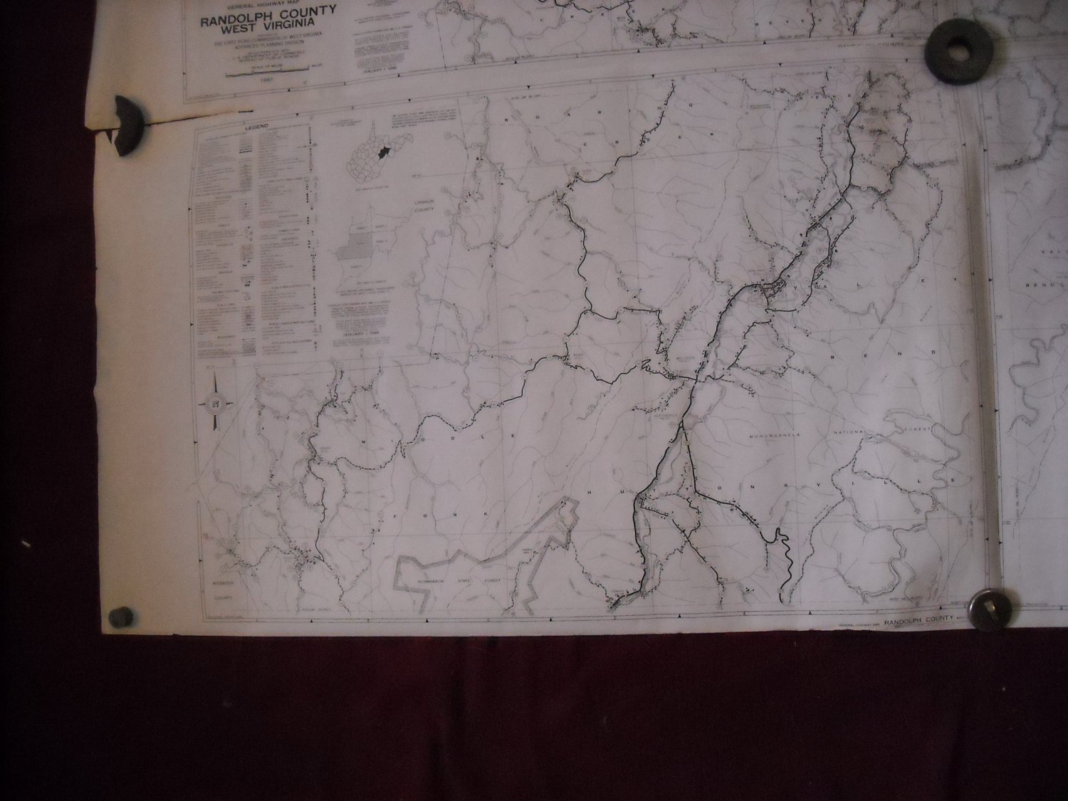 Randolph County West Virginia 1961 set of 5 General Highway Map