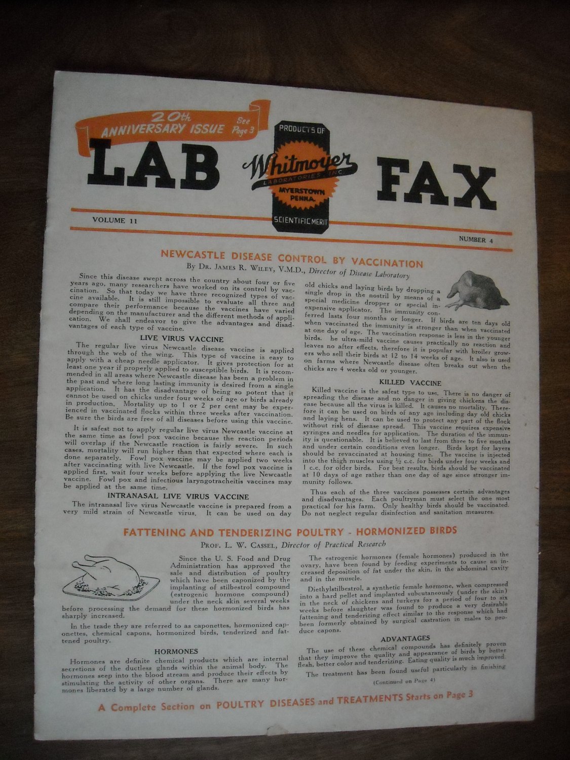 Whitmoyer Laboratories Lab Fax Volume 11 Number 4 Myerston Pennsylvania