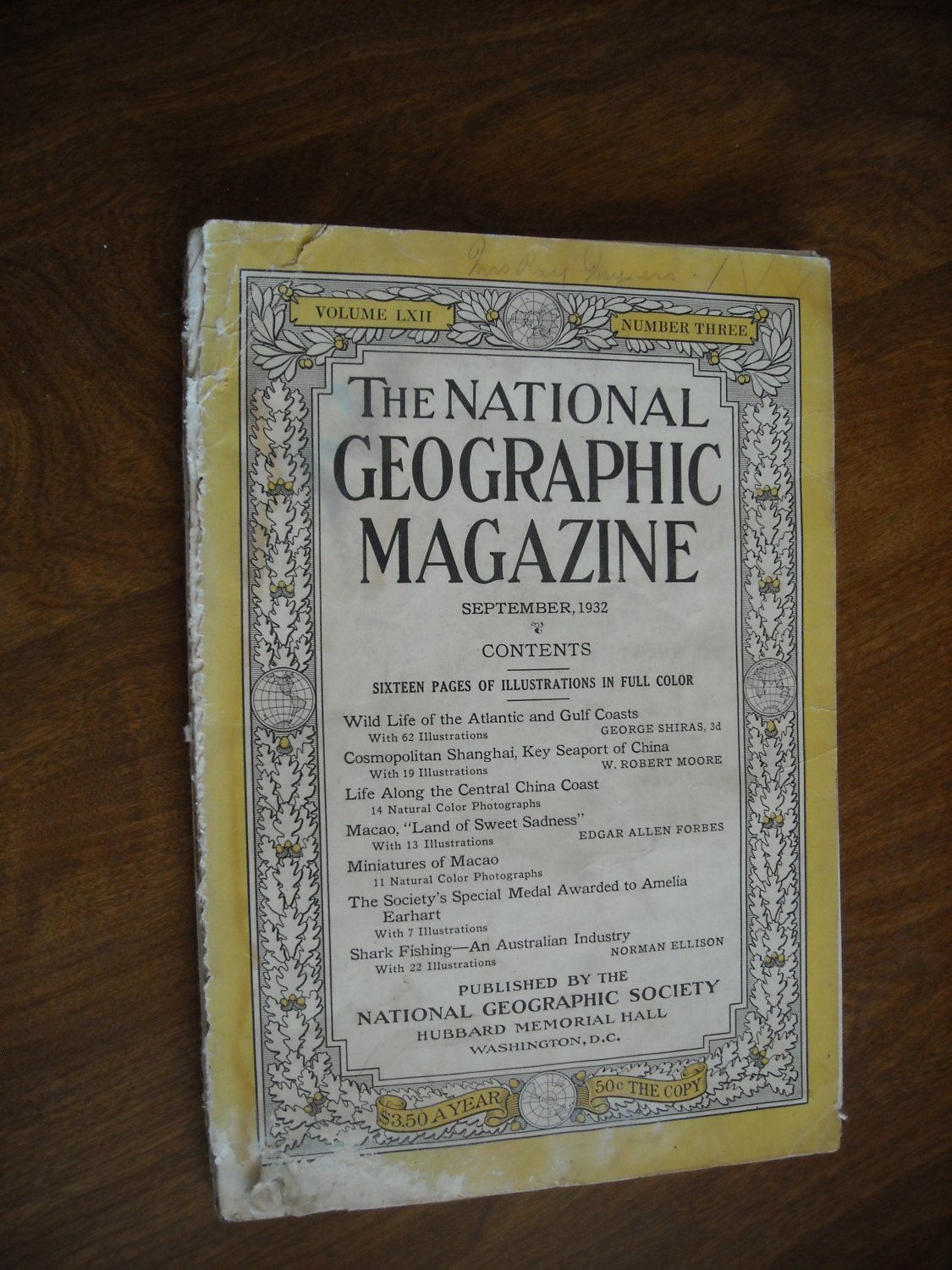 National Geographic September 1932 Vol LXII (62) No. 3 Atlantic and ...