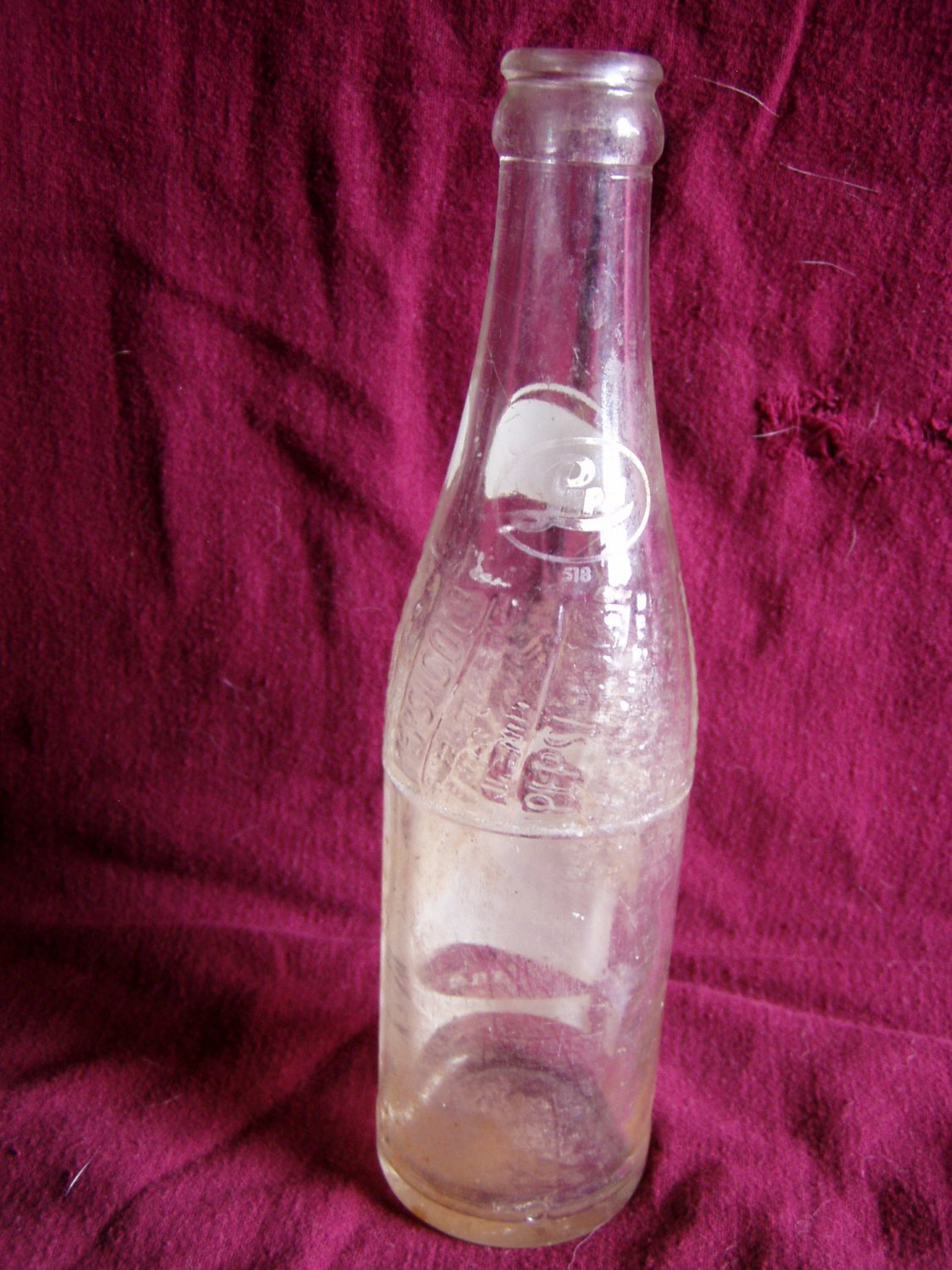 Vintage 1940's Pepsi Cola Soda Bottle 8 Fl. Oz.