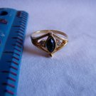Avon Emeraldeque Vintage Faux Emerald and Gold Tone Size 9.5 Ring Dark Green