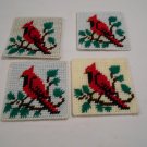 Handcrafted Plastic Canvas Set of 4 Male Cardinal Birds Decor (BB59) (PL) Crafts, Handmade