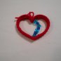 Handcrafted Plastic Red Heart with Blue Beads (BB59) (PL) Crafts, Handmade