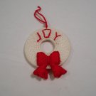 Handcrafted Plastic White Wreath Noel / Joy and Red Ribbon ornament (BB59) (PL) Crafts, Handmade