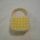 Handcrafted Plastic Canvas Mini Yellow and White Basket (bb59) (PL) Crafts, Handmade Handcrafted Plastic Canvas Mini Yellow and White Basket (bb59) (PL) Crafts, Handmade