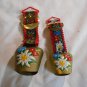 2 German Bells with White Blue Red Flowers and Straps to hang them (80)