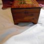Vintage Carved Cedar Jewelry Wood Box Decoupage Woodland Cottage Scene Mirror (151)
