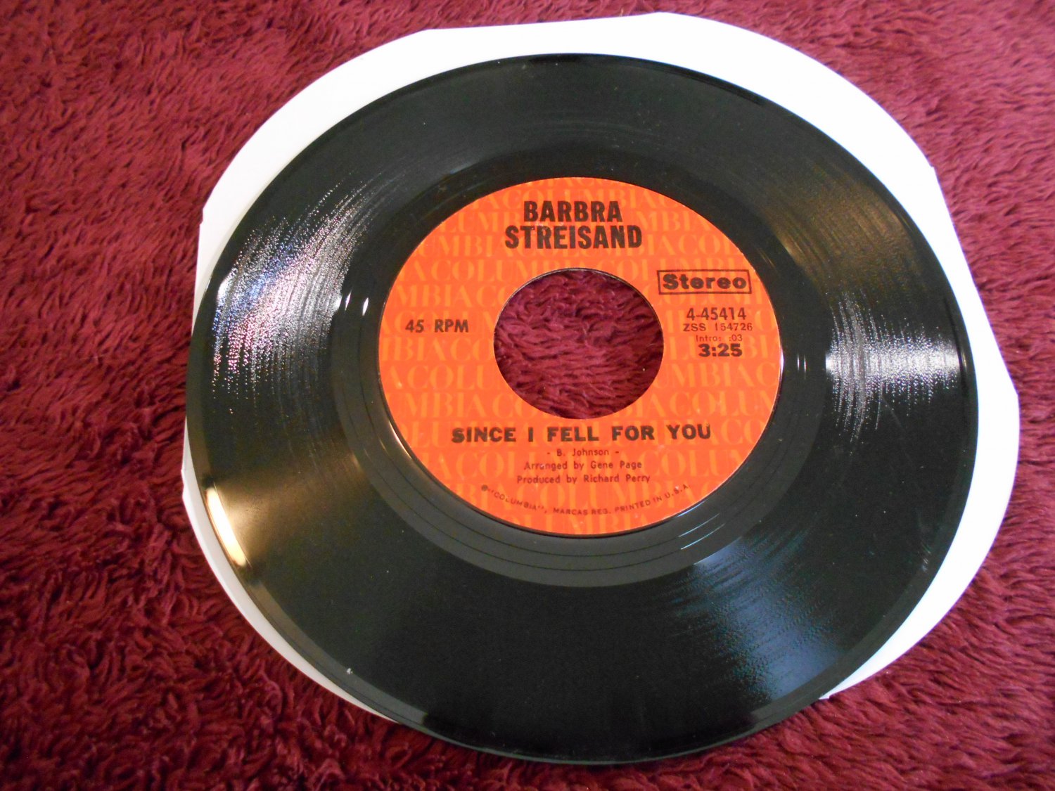 Barbra Streisand Where You Lead Since I Fell For You 7 45 Rpm Columbia 4 45414 1971 