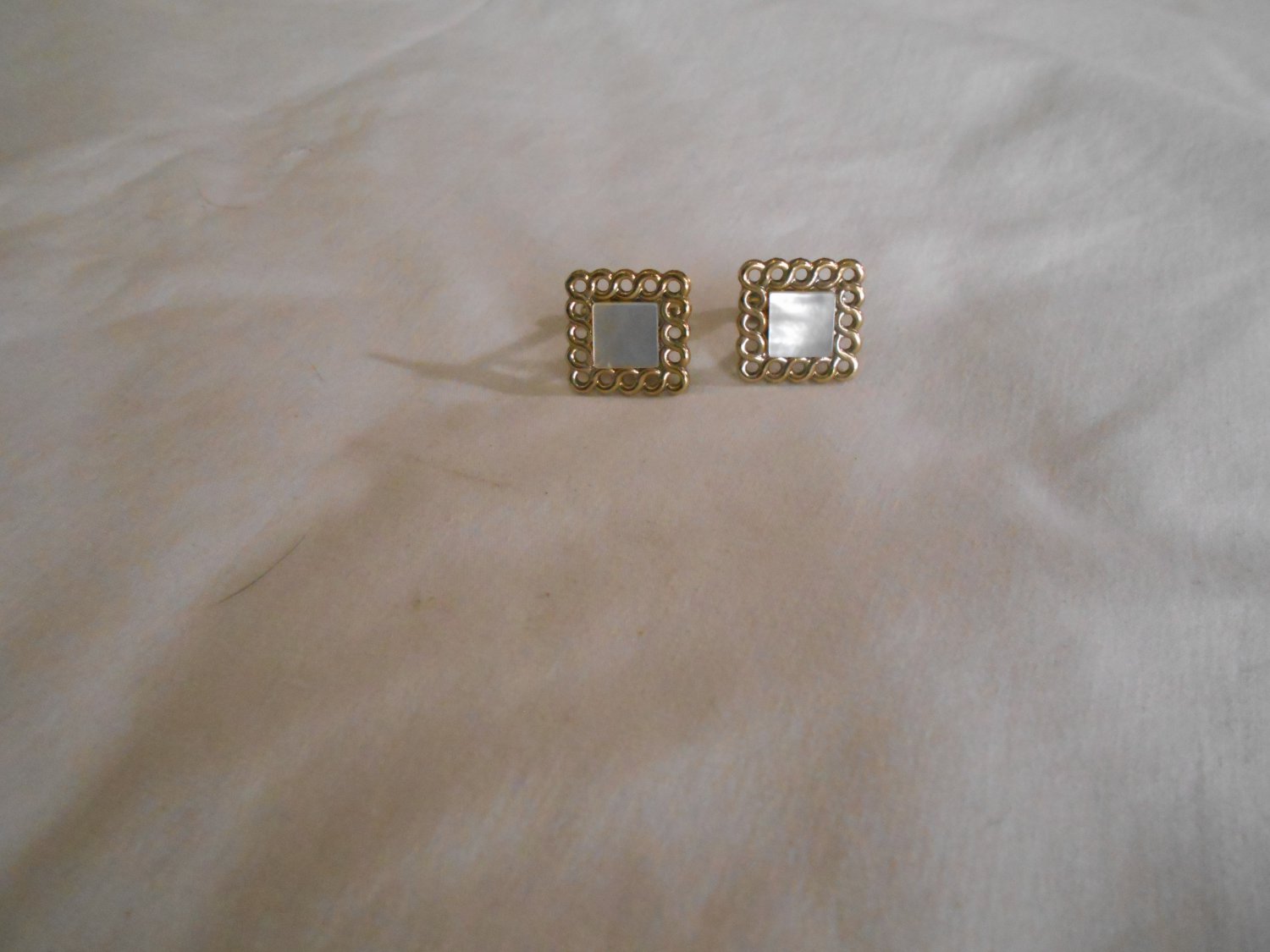 Gold Tone Square Mother Of Pearl Cufflinks