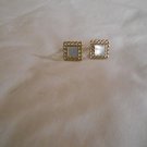 Gold Tone Square Mother Of Pearl Cufflinks