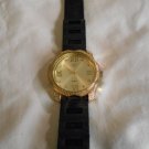 Techno Pave No. 8674 Quartz Water Resistant Watch Black Band Gold Face Roman Numerals