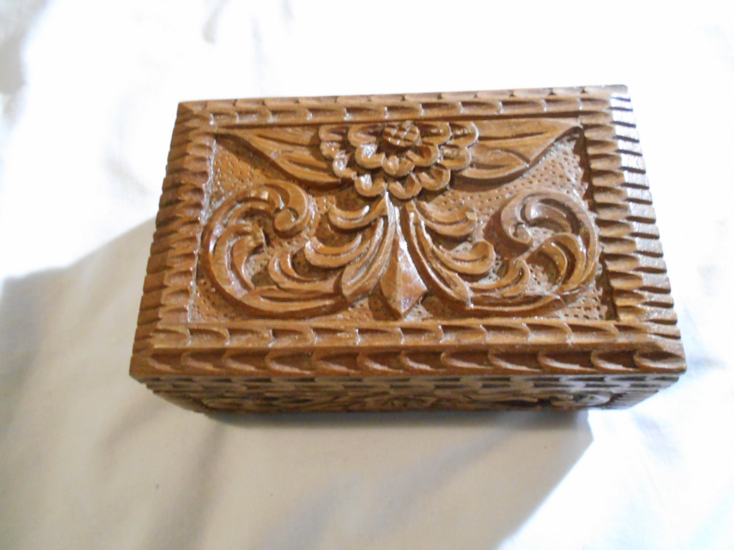 Wooden Jewelry Box with Intricate Design (167)
