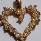 Roman Pendant Charm Heart Shape With Crystal Rhinestones and Beads NO Chain