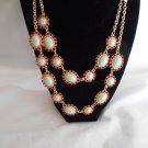 Light Blue and Burnt Orange Oval and Round on Silver Chain Necklace 19" (BD1) Light Blue and Burnt Orange Oval and Round on Silver Chain Necklace 19" (BD1)